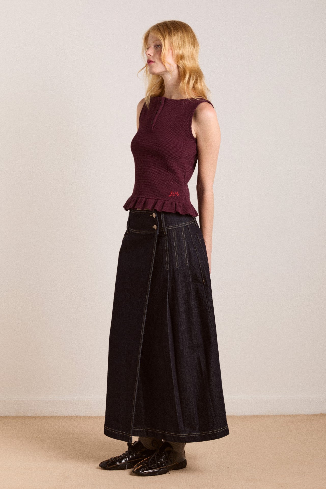 Damson Madder raye denim skirt - dark indigo