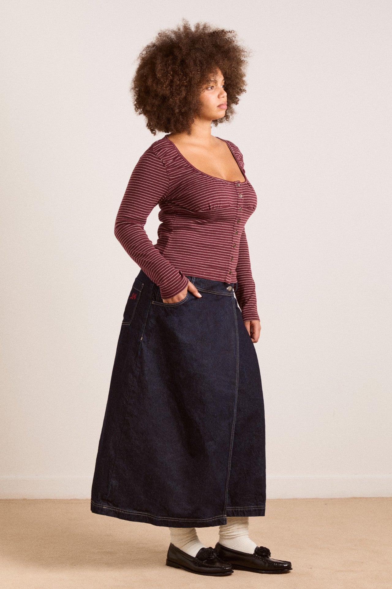 Damson Madder raye denim skirt - dark indigo