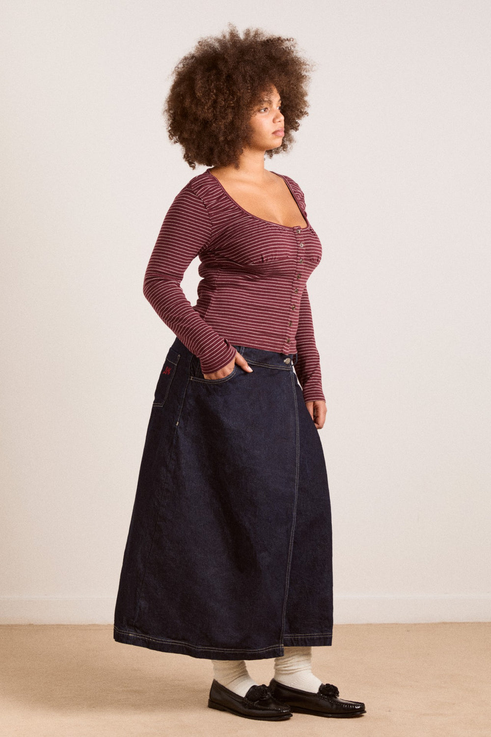 Damson Madder raye denim skirt - dark indigo