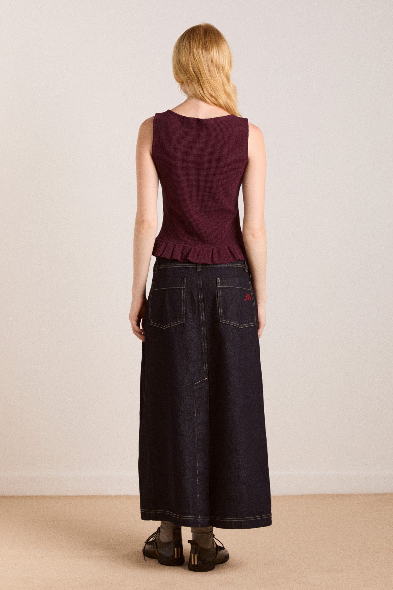 Damson Madder raye denim skirt - dark indigo