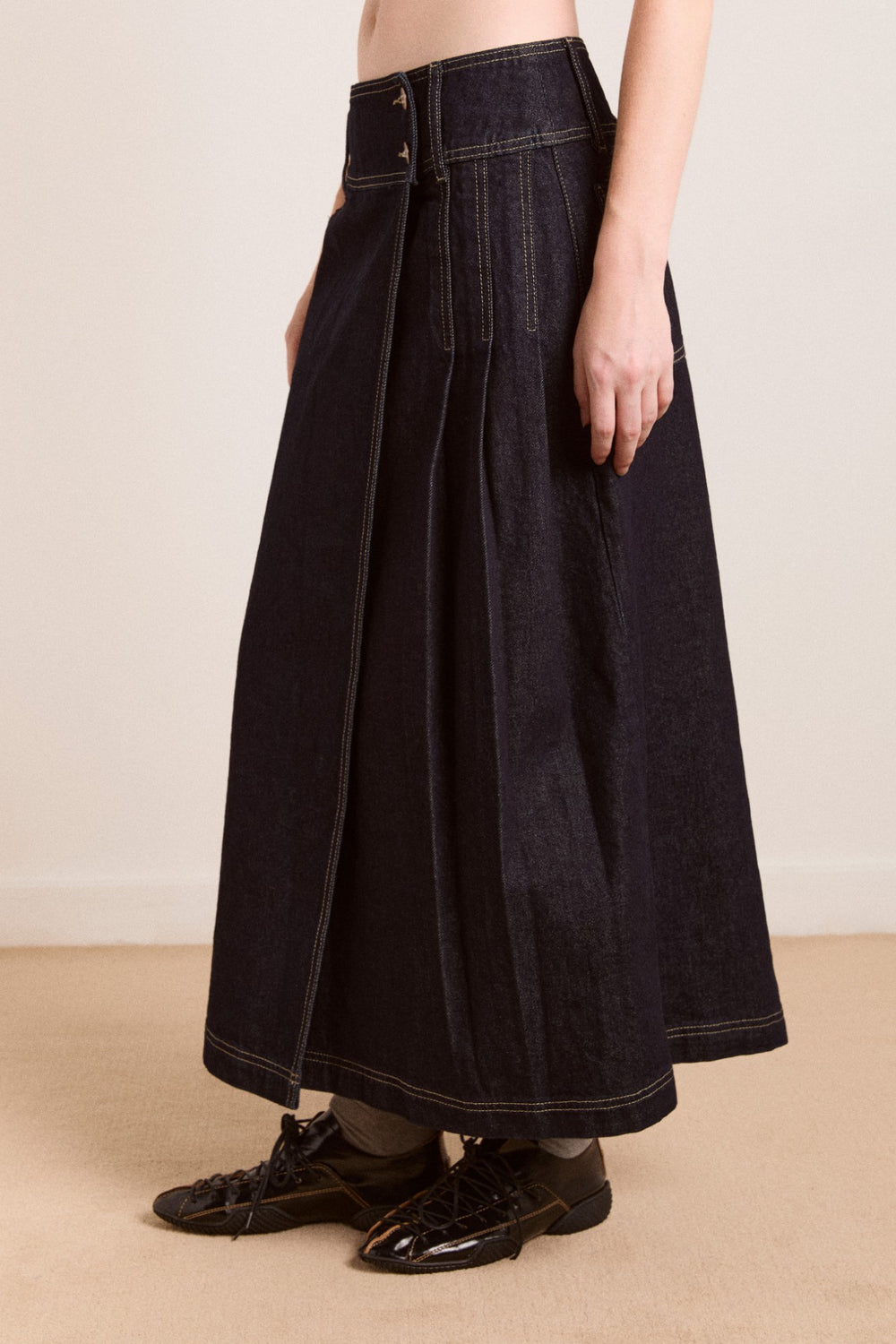 Damson Madder raye denim skirt - dark indigo