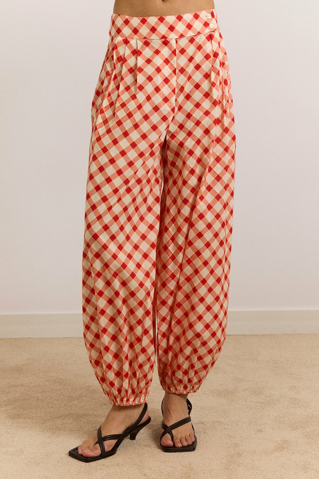 Damson Madder fernanda sheer trousers - red gingham