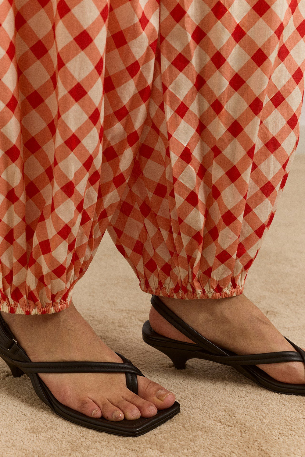 Damson Madder fernanda sheer trousers - red gingham