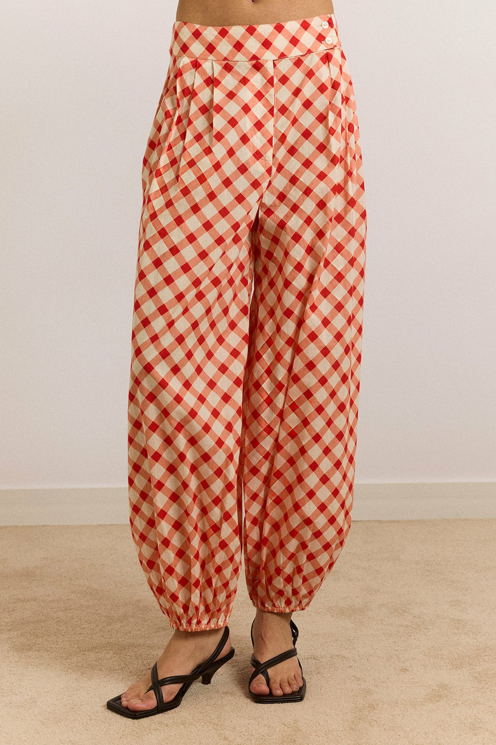 Damson Madder fernanda sheer trousers - red gingham