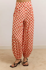 Damson Madder fernanda sheer trousers - red gingham