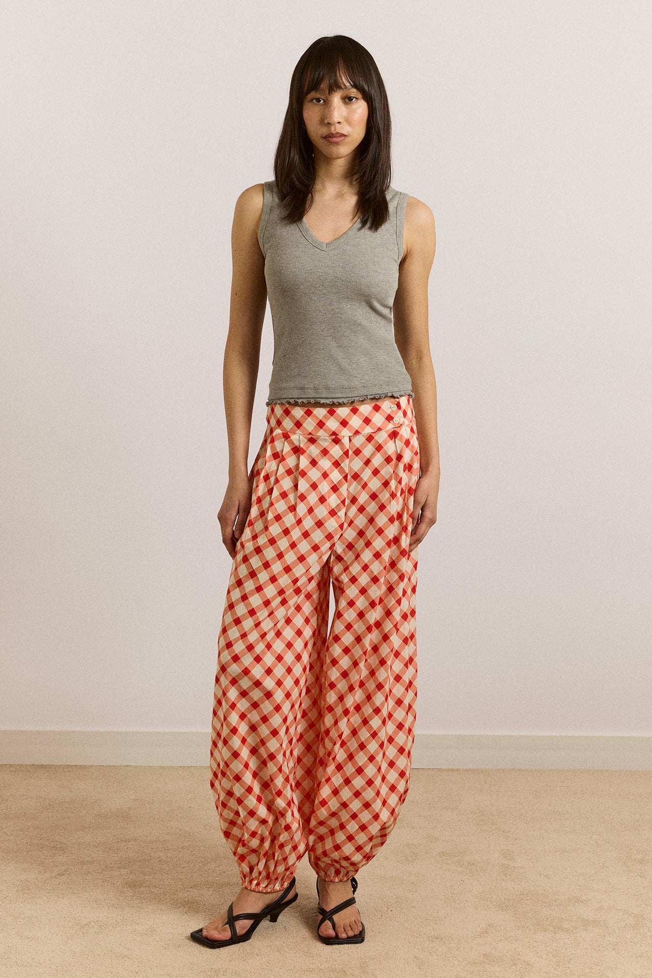 Damson Madder fernanda sheer trousers - red gingham