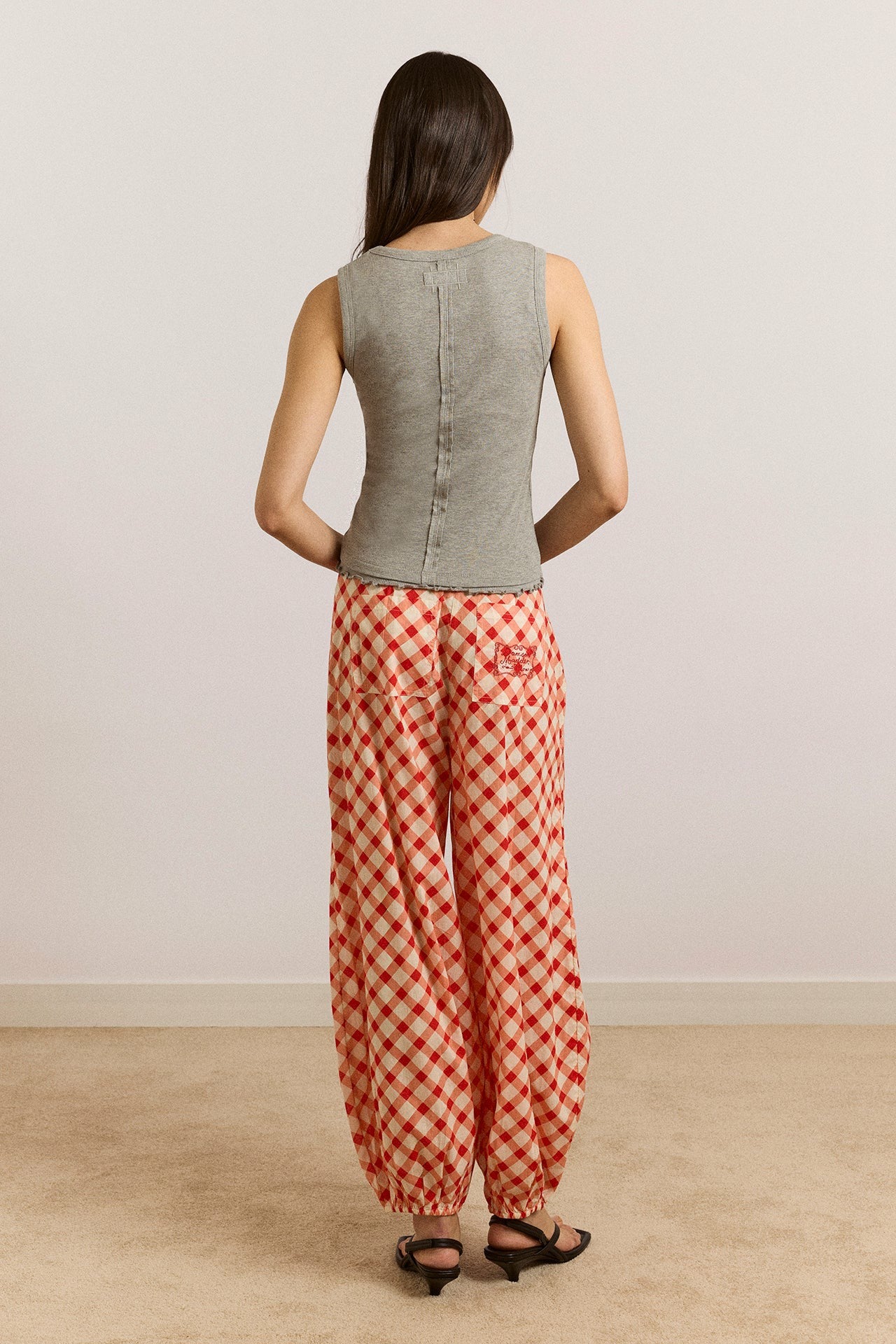 Damson Madder fernanda sheer trousers - red gingham