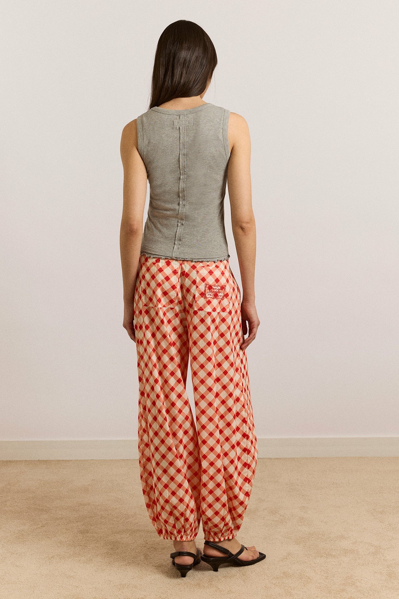 Damson Madder fernanda sheer trousers - red gingham