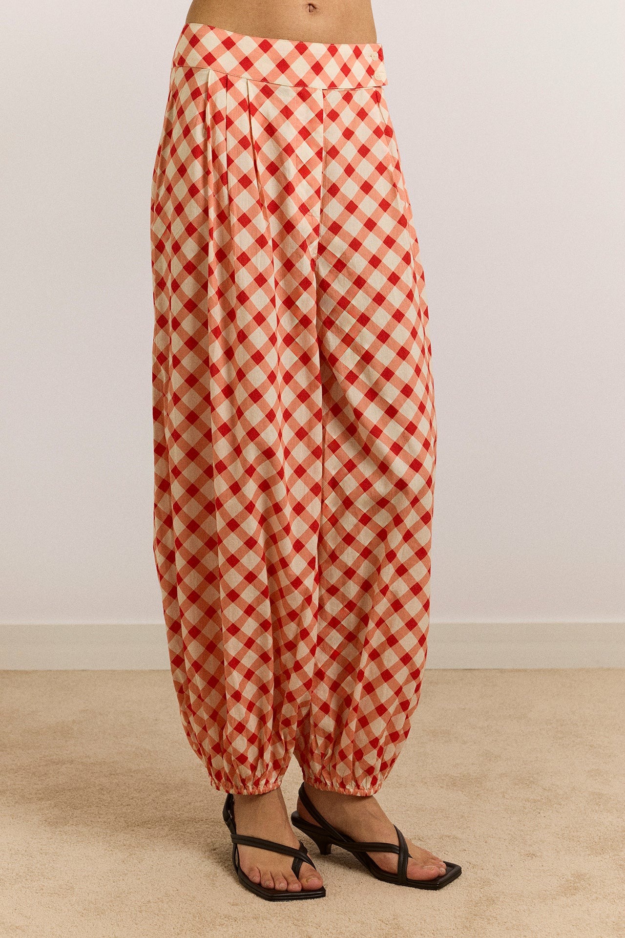 Damson Madder fernanda sheer trousers - red gingham