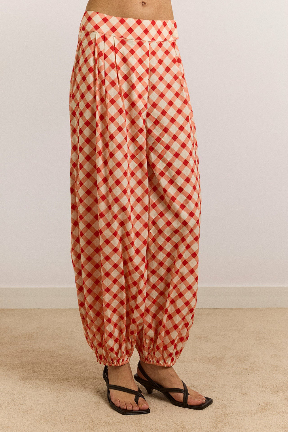 Damson Madder fernanda sheer trousers - red gingham