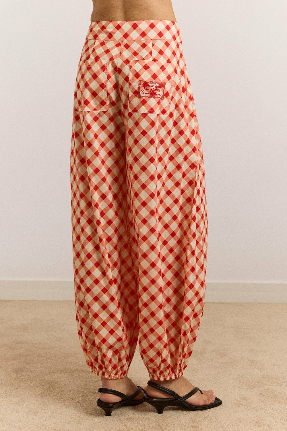 Damson Madder fernanda sheer trousers - red gingham