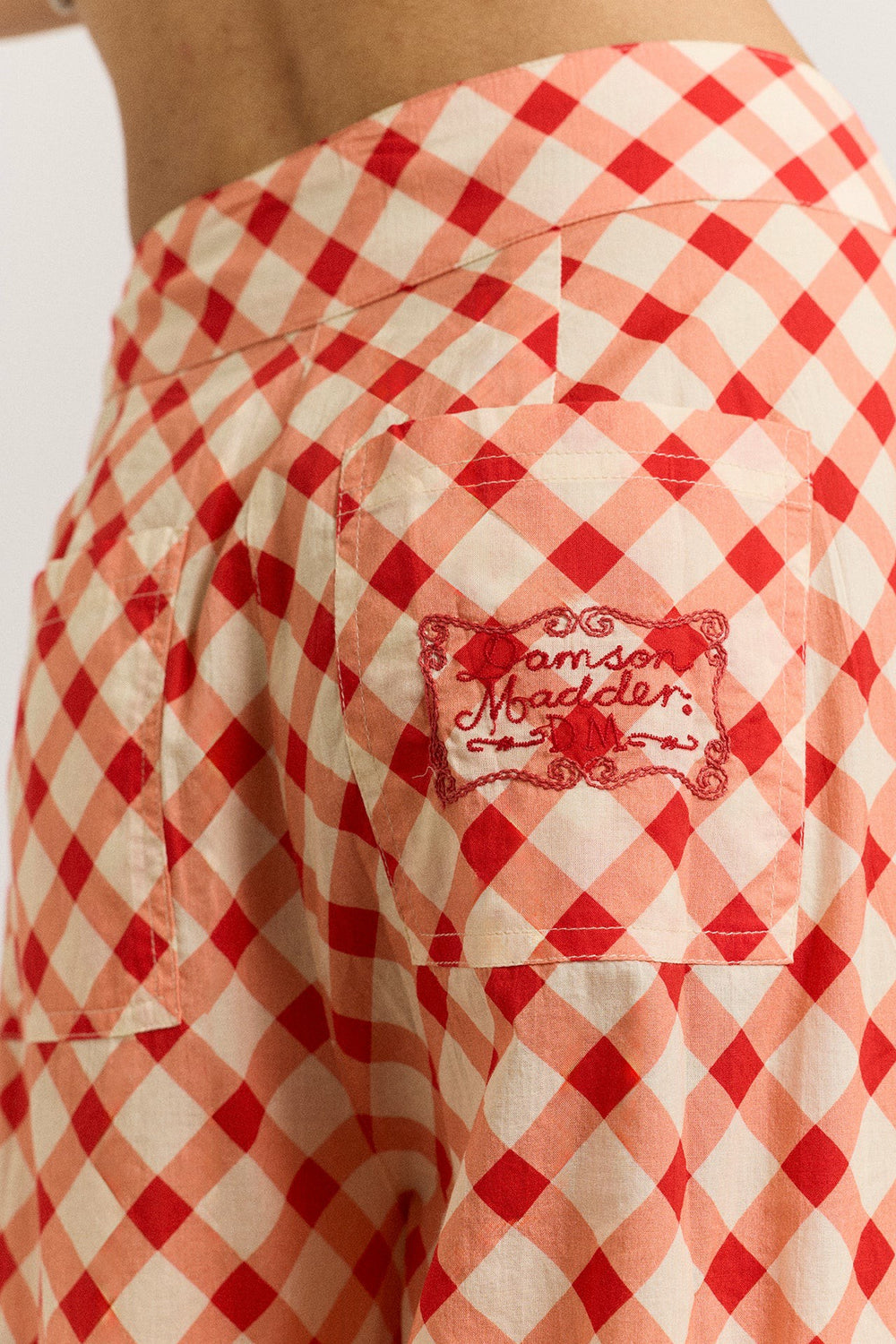 Damson Madder fernanda sheer trousers - red gingham
