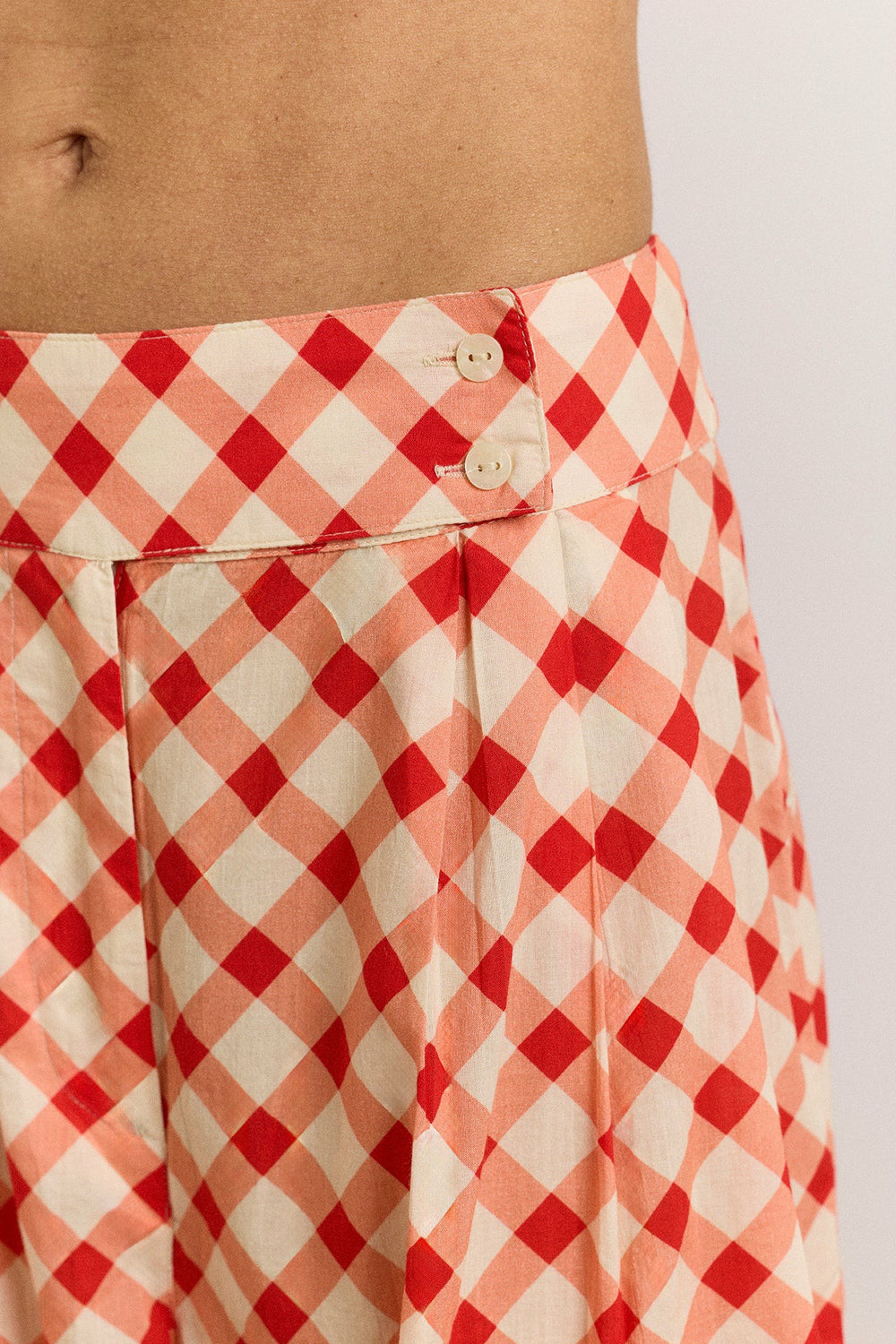 Damson Madder fernanda sheer trousers - red gingham
