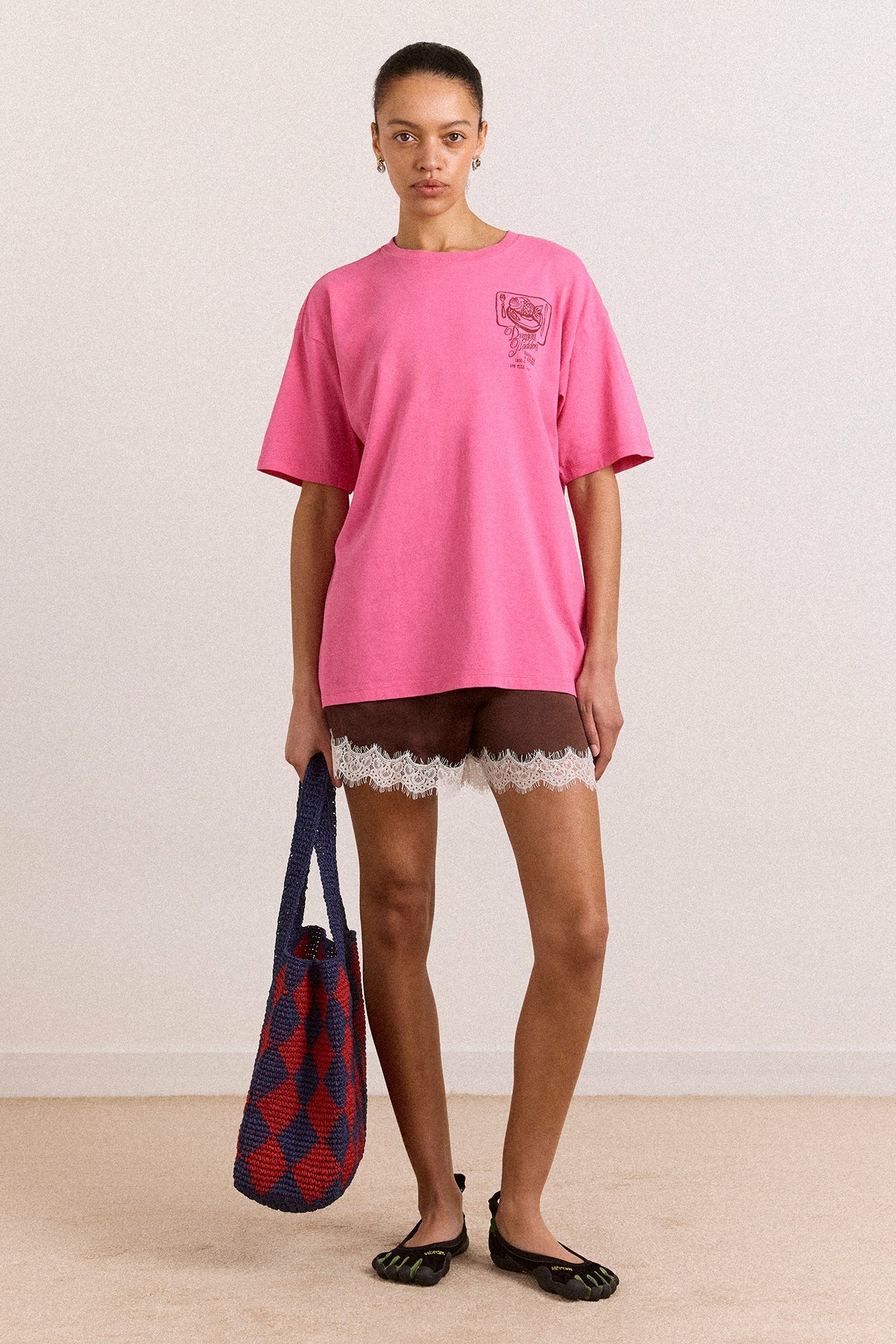Damson Madder charis satin lace shorts - choc