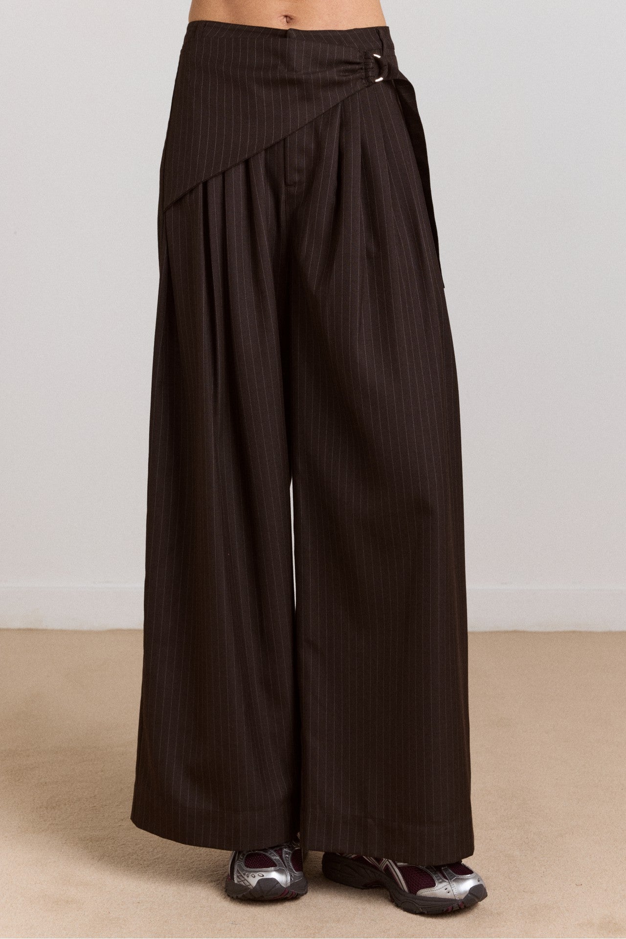 Damson Madder fabia trouser - choc pinstripe