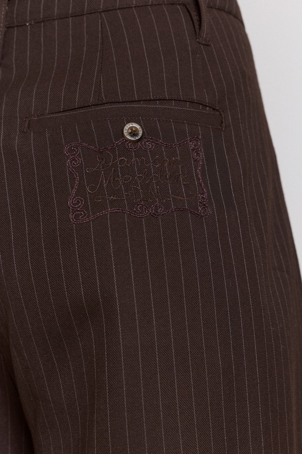 Damson Madder fabia trouser - choc pinstripe