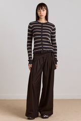 Damson Madder fabia trouser - choc pinstripe