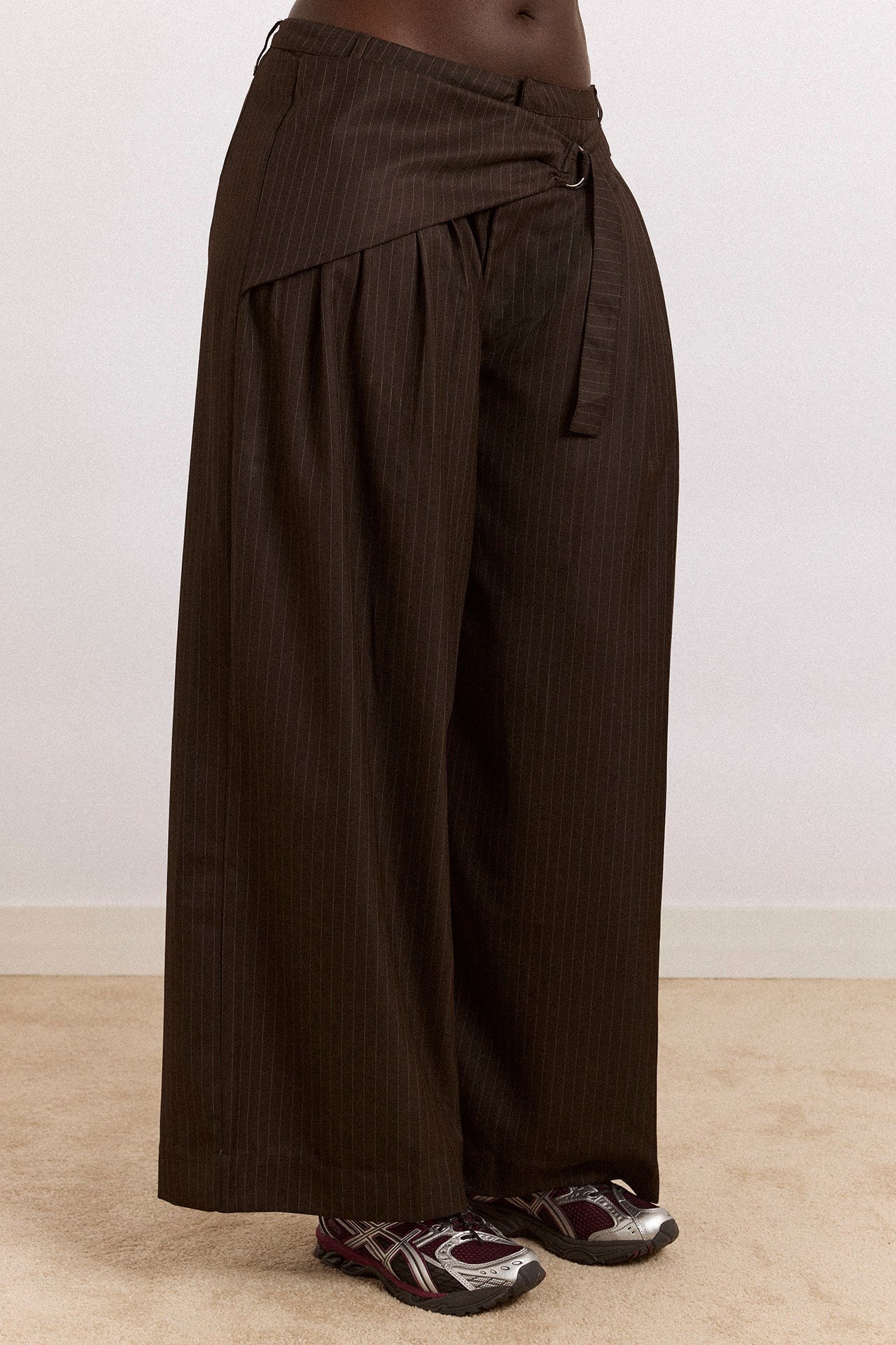 Damson Madder fabia trouser - choc pinstripe