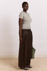 Damson Madder fabia trouser - choc pinstripe