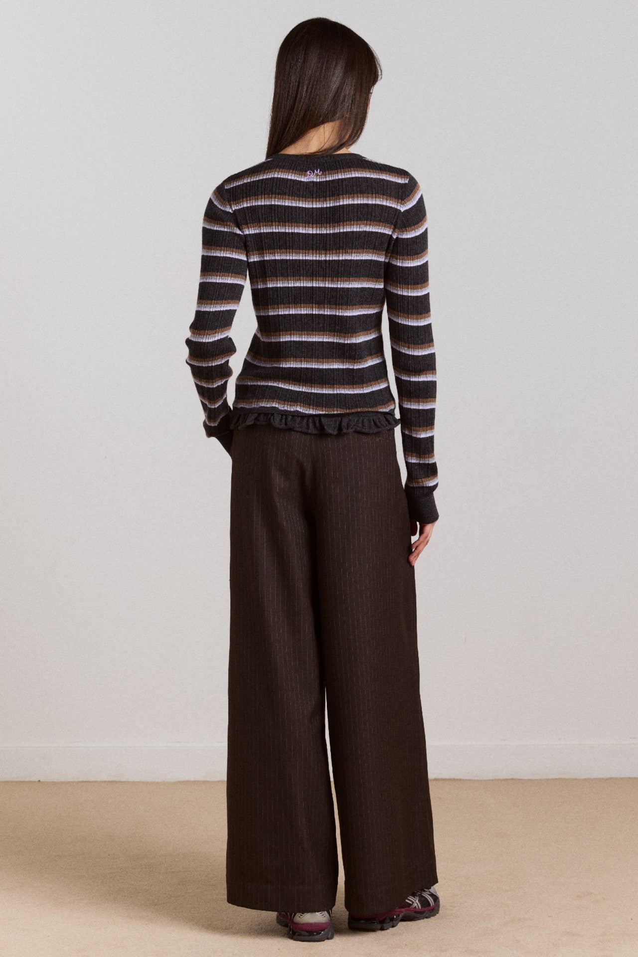 Damson Madder fabia trouser - choc pinstripe