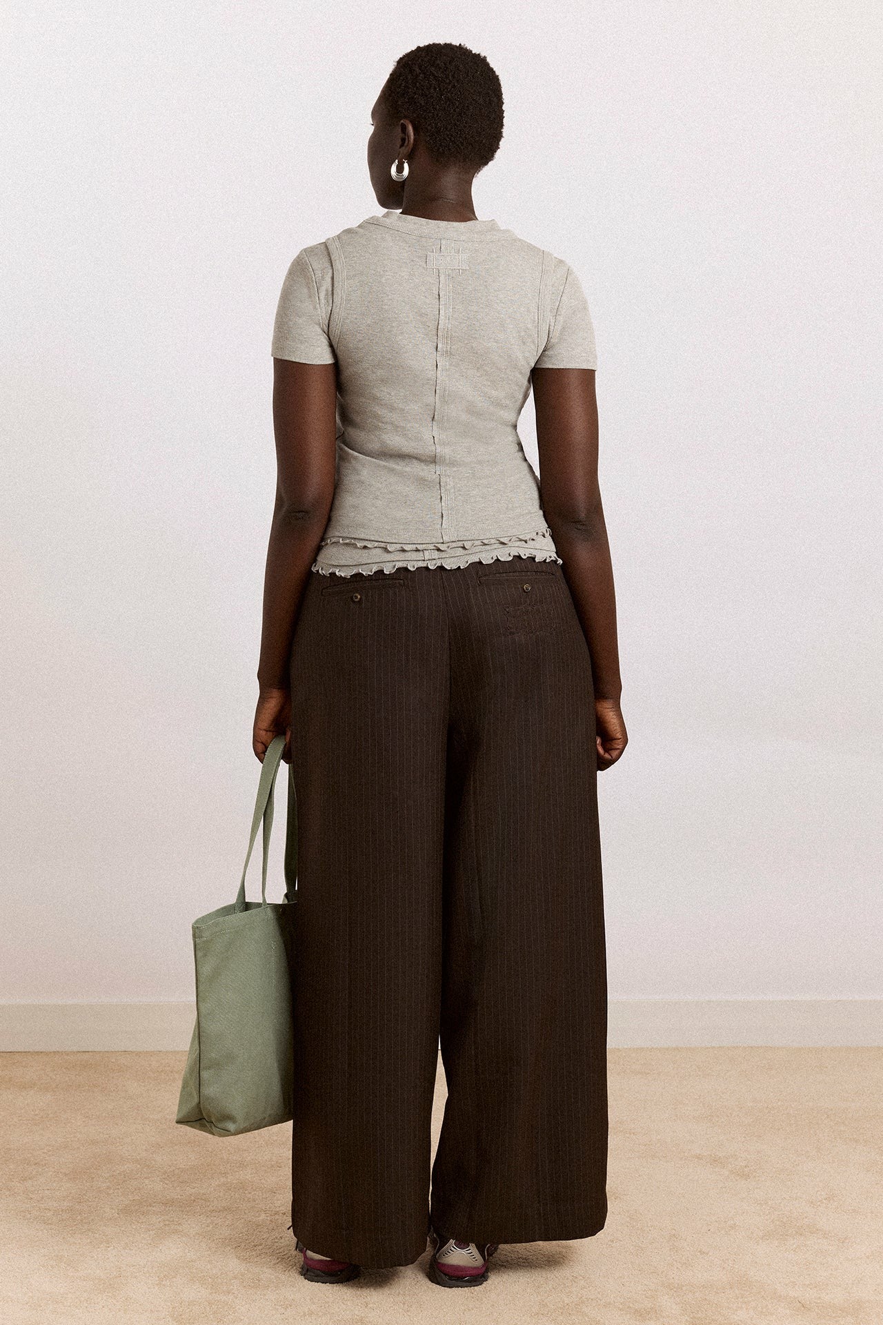 Damson Madder fabia trouser - choc pinstripe
