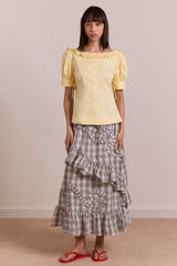 Damson Madder catie ruffle midi skirt - greyscale check
