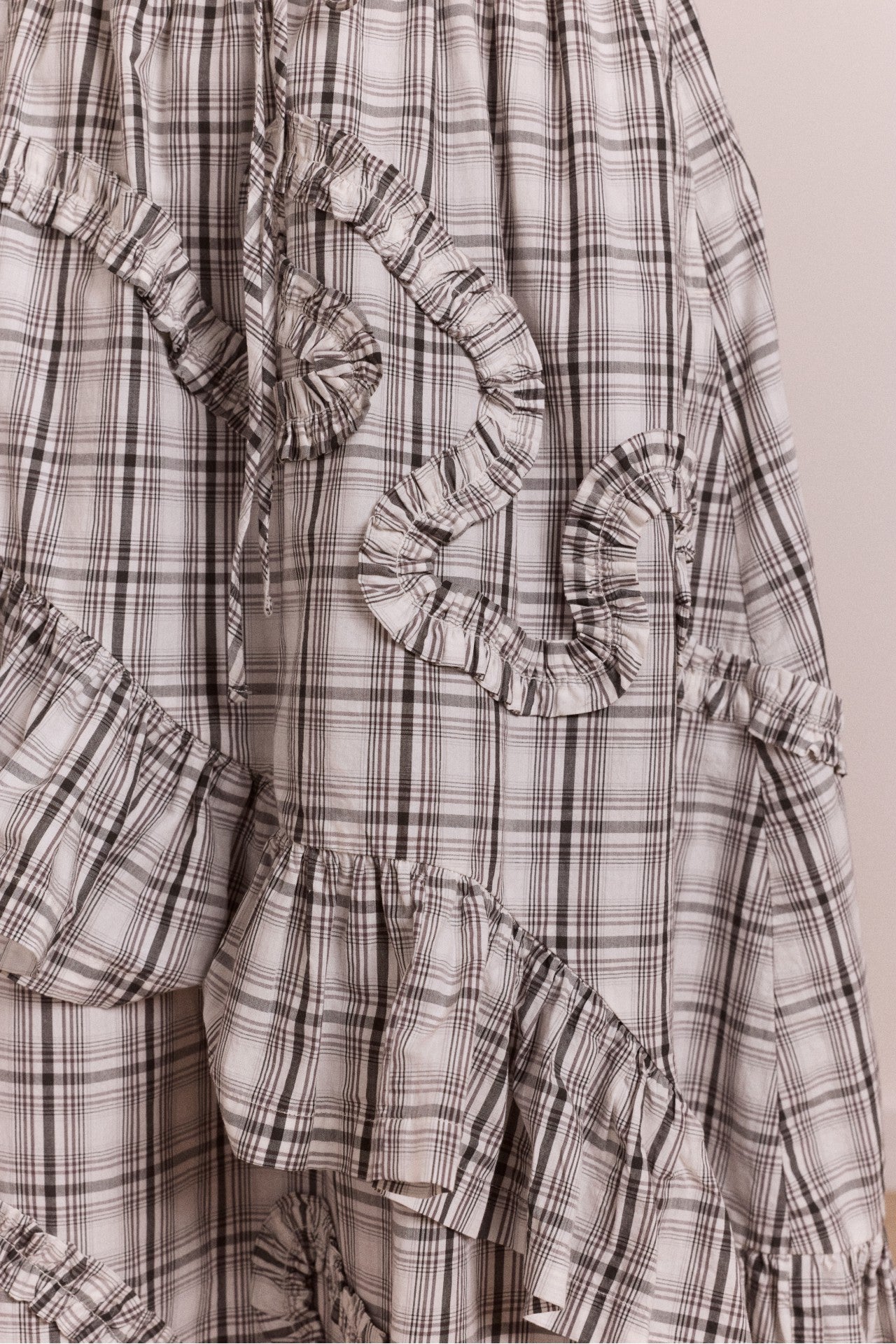 Damson Madder catie ruffle midi skirt - greyscale check