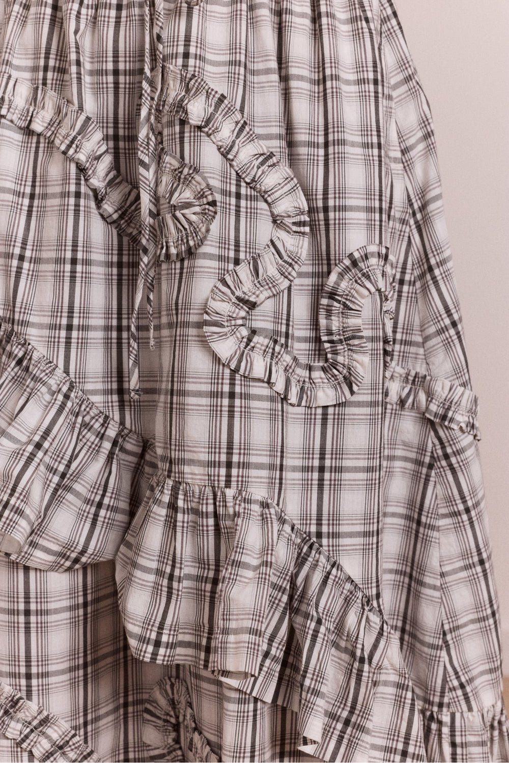 Damson Madder catie ruffle midi skirt - greyscale check