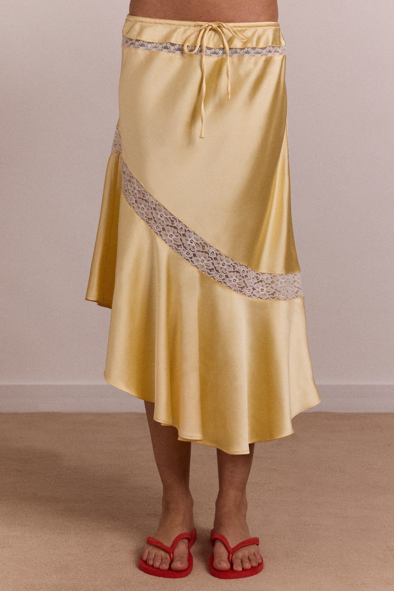 Damson Madder delphia satin midi skirt - butter