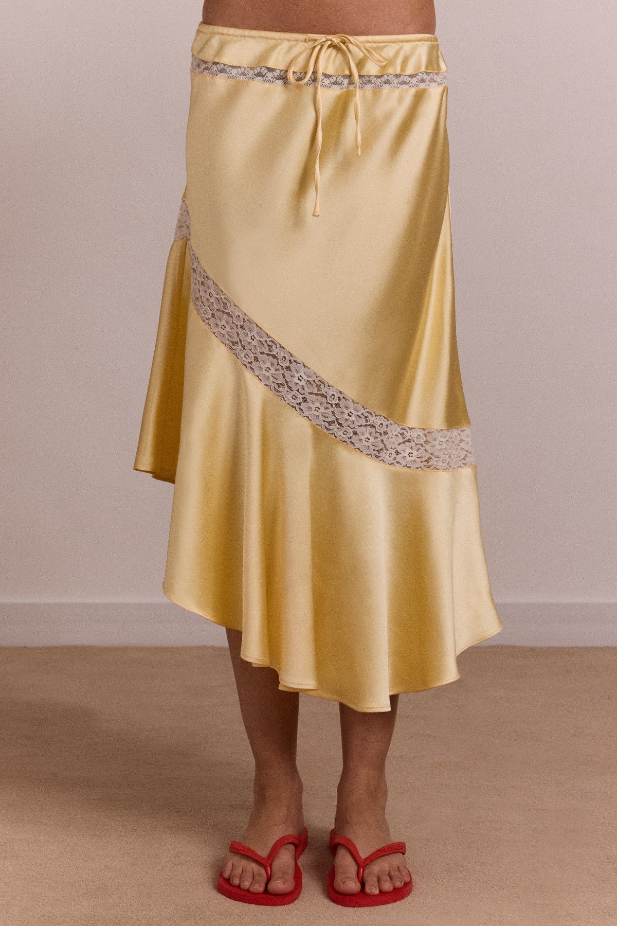 Damson Madder delphia satin midi skirt - butter