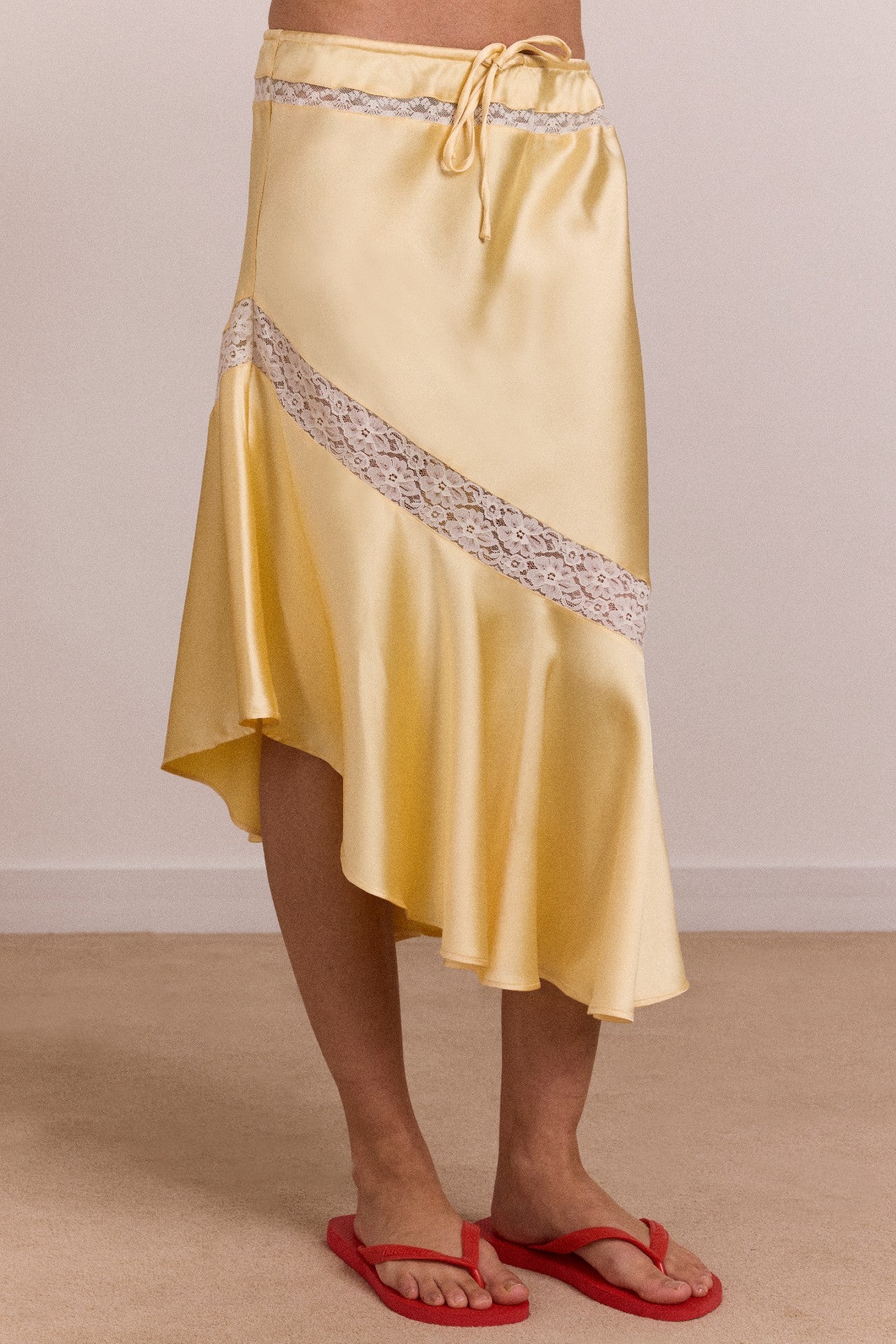 Damson Madder delphia satin midi skirt - butter