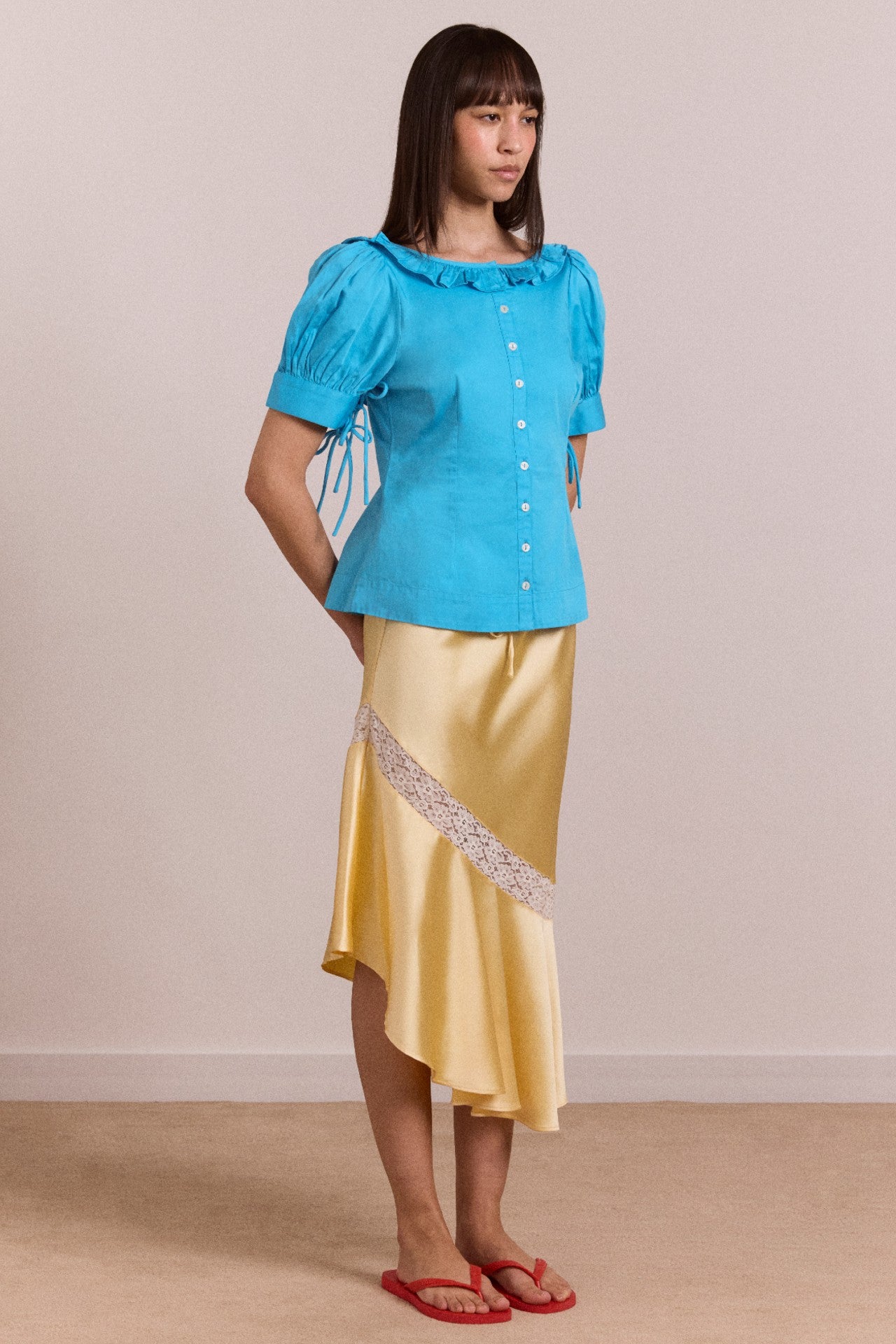 Damson Madder delphia satin midi skirt - butter