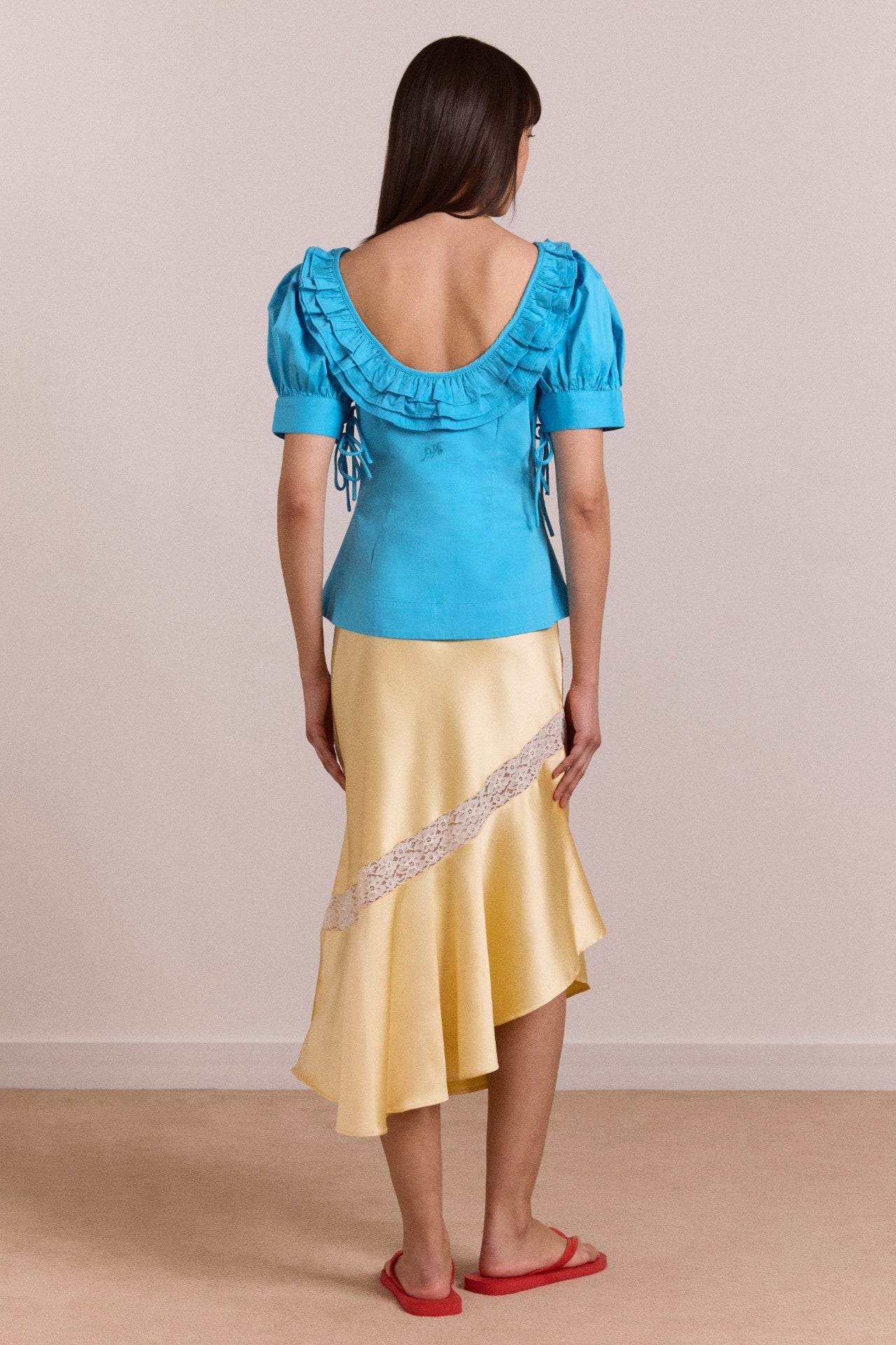 Damson Madder delphia satin midi skirt - butter