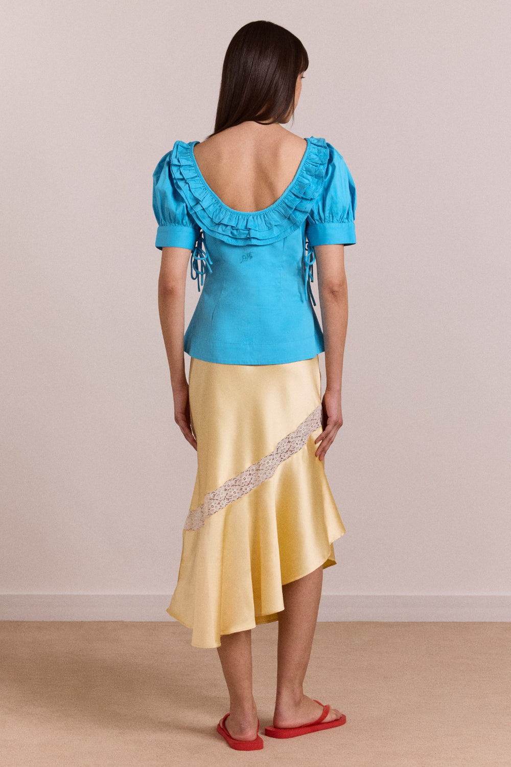 Damson Madder delphia satin midi skirt - butter