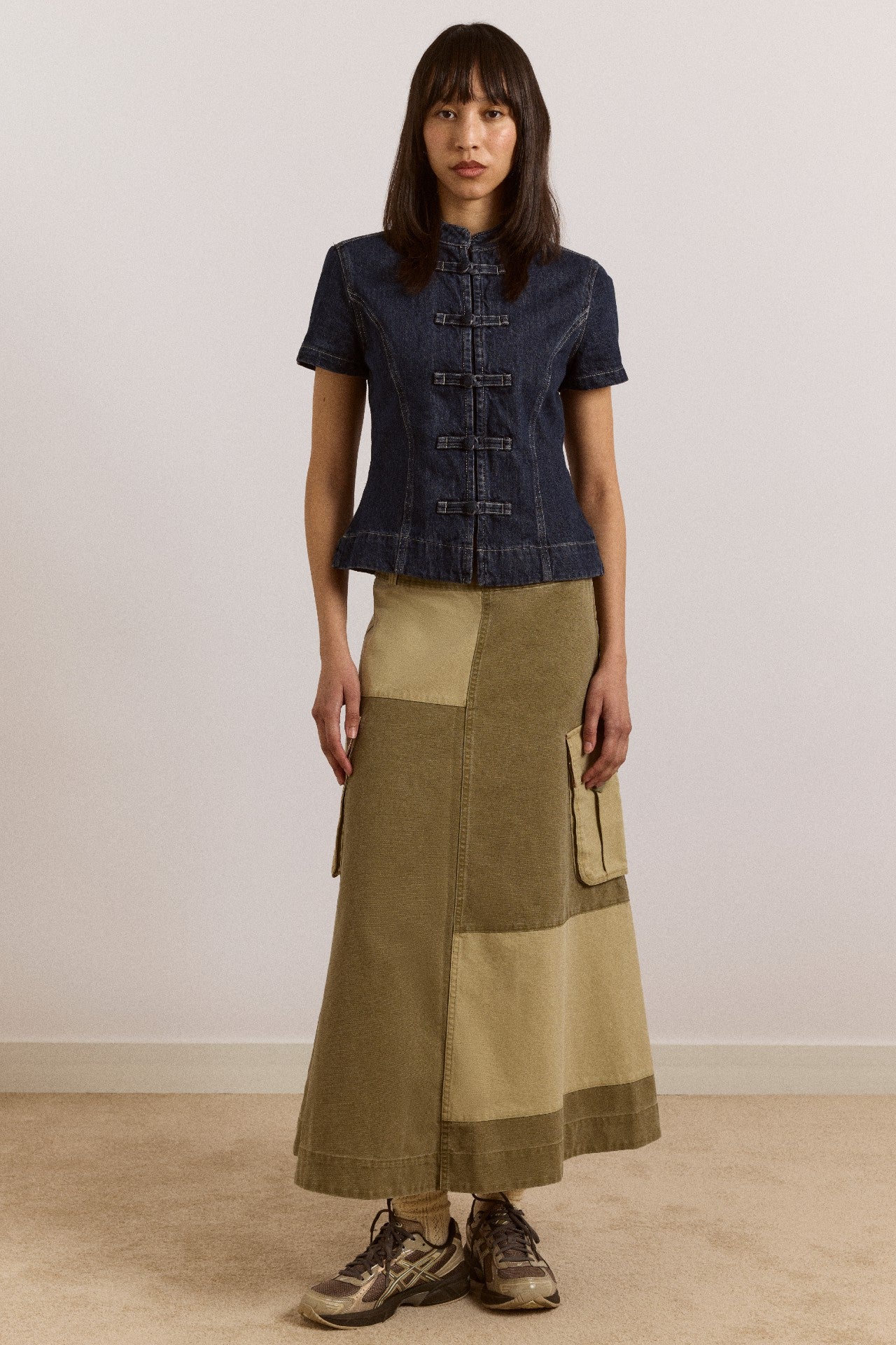 Damson Madder marcelle barn midi skirt - olive