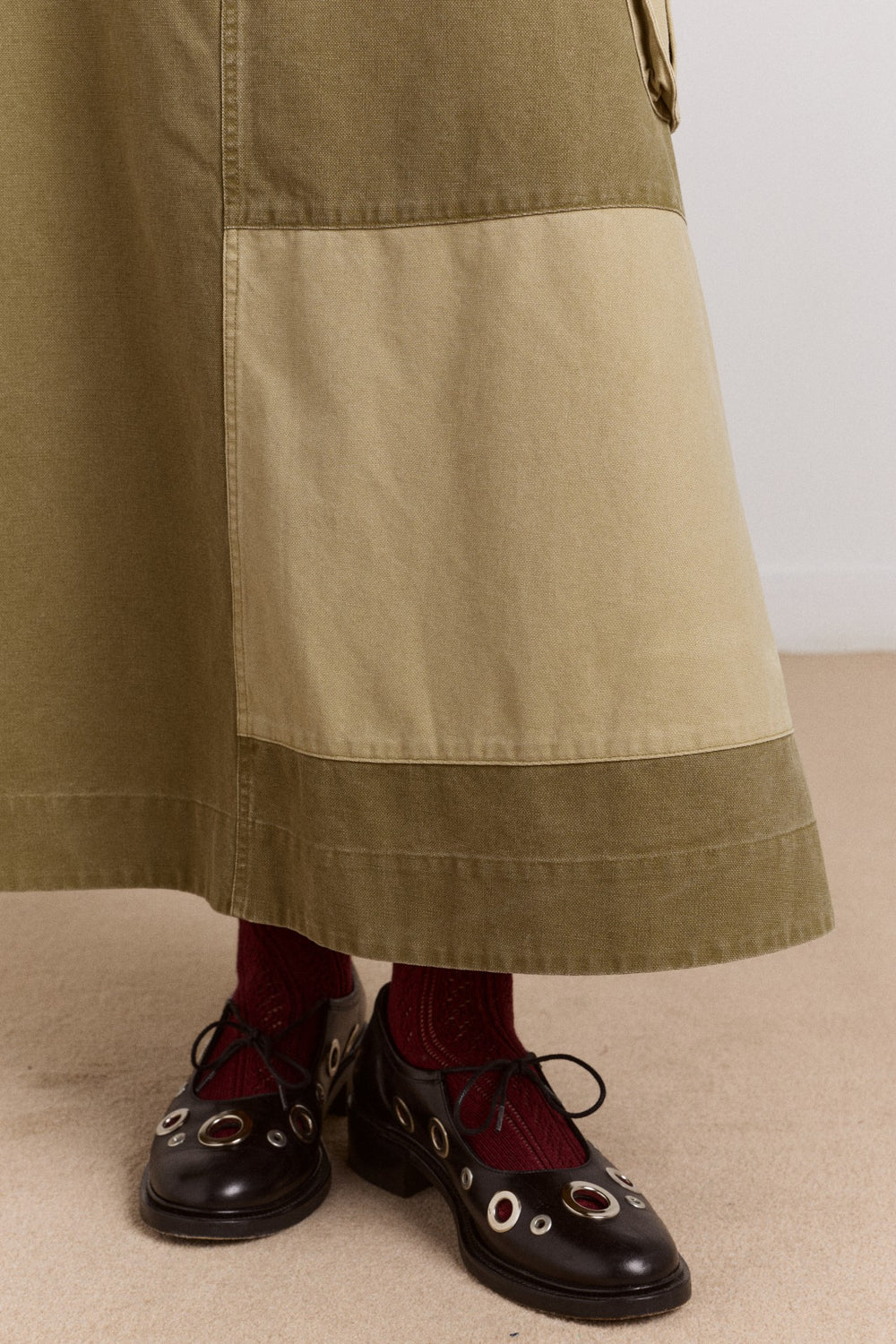 Damson Madder marcelle barn midi skirt - olive