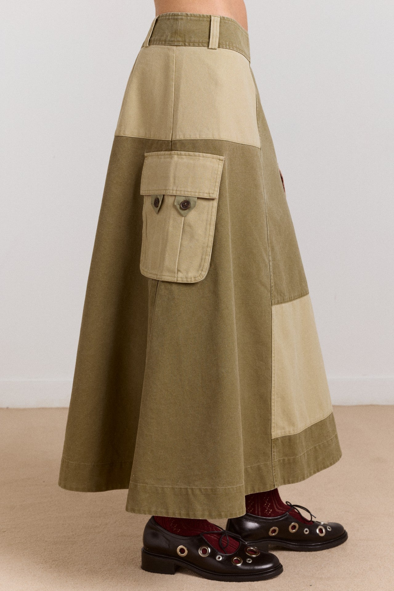 Damson Madder marcelle barn midi skirt - olive