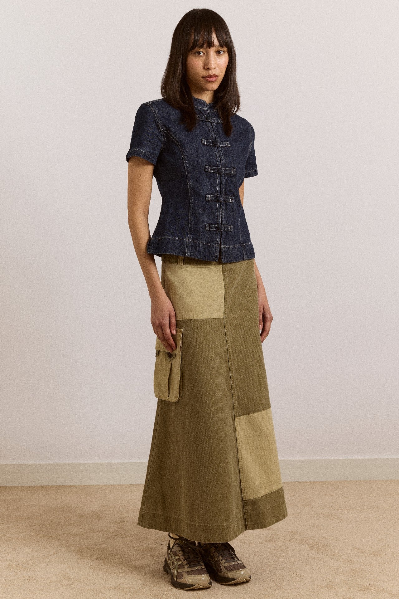 Damson Madder marcelle barn midi skirt - olive