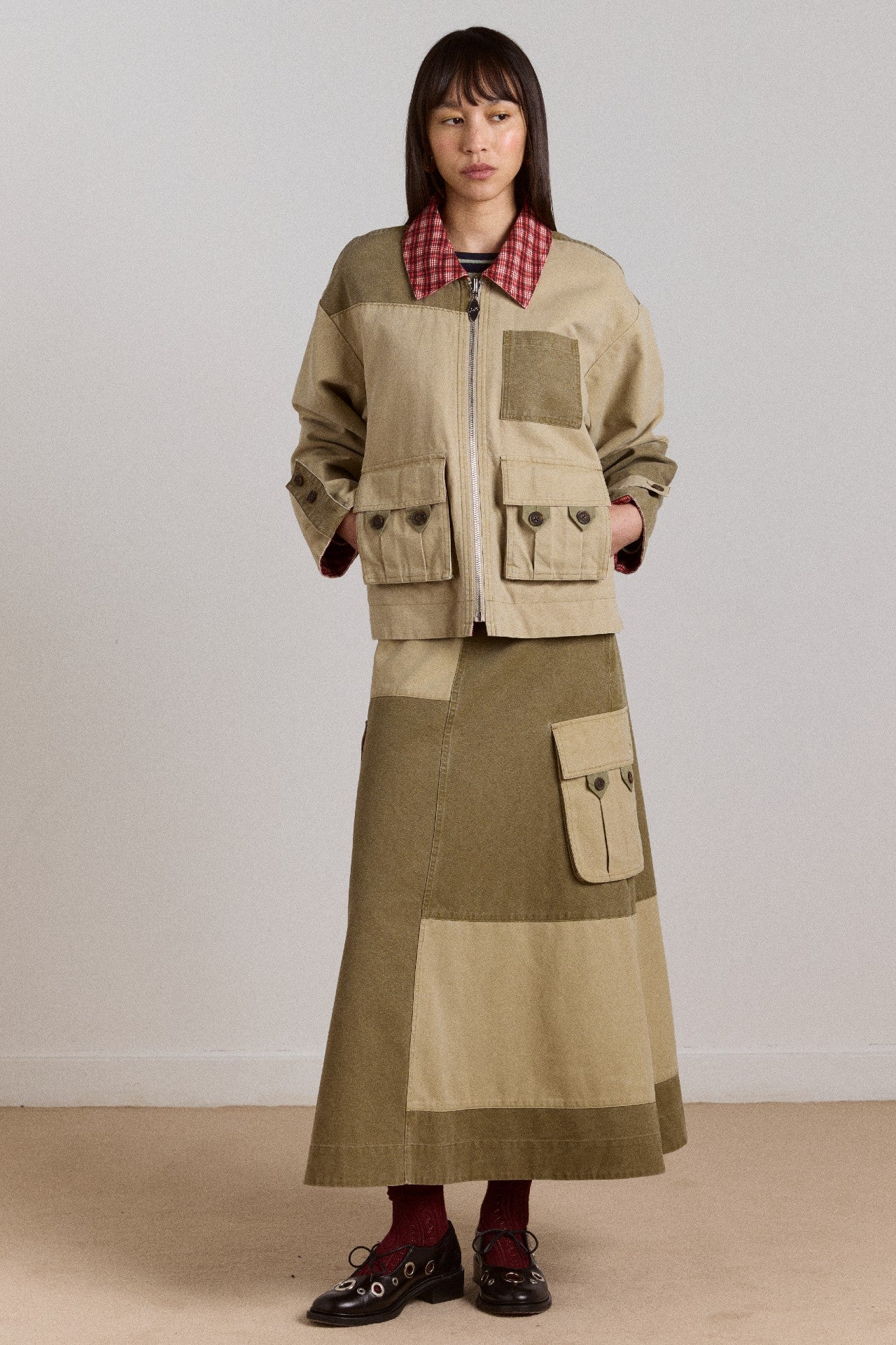 Damson Madder marcelle barn midi skirt - olive