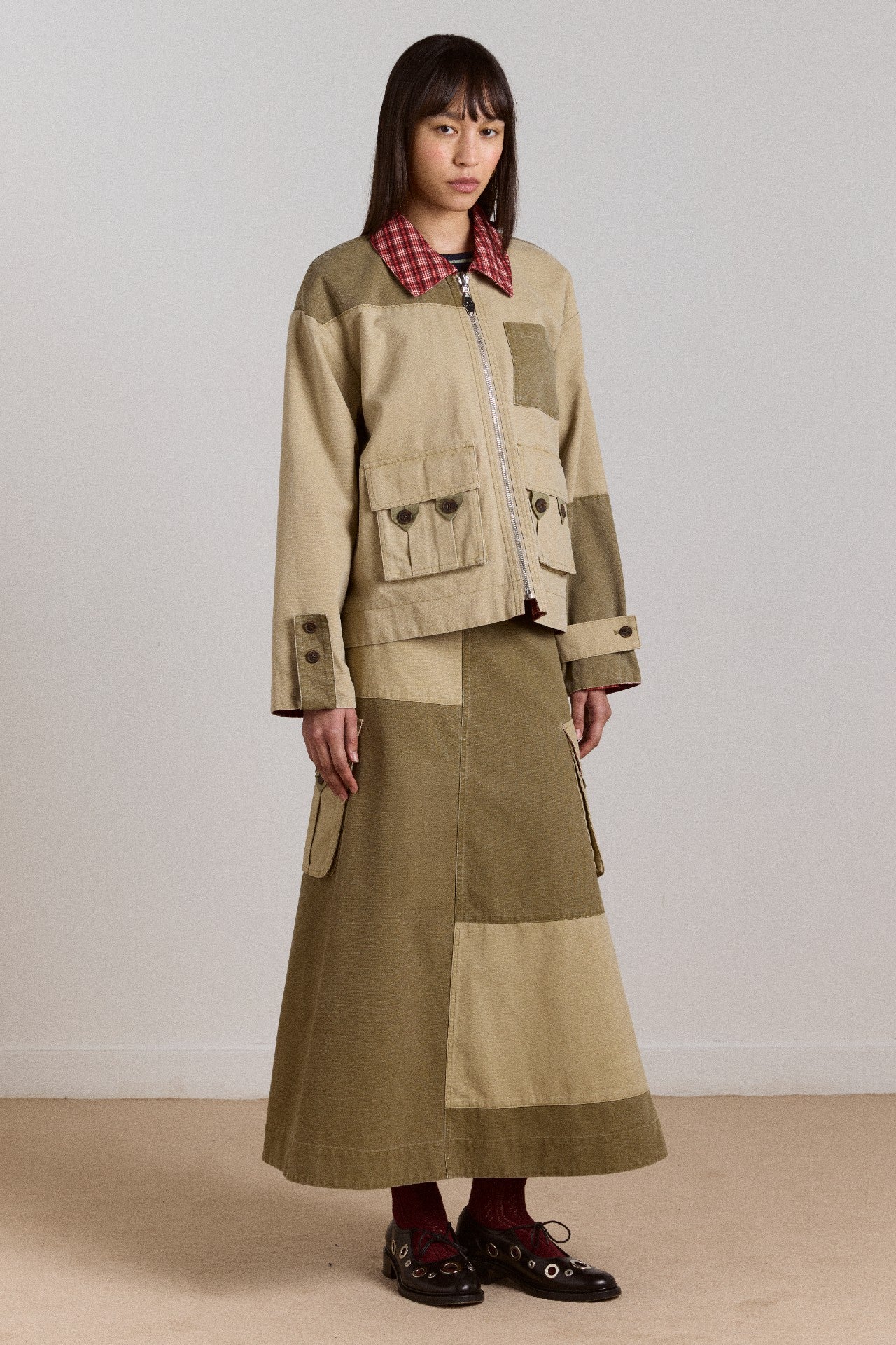 Damson Madder marcelle barn midi skirt - olive