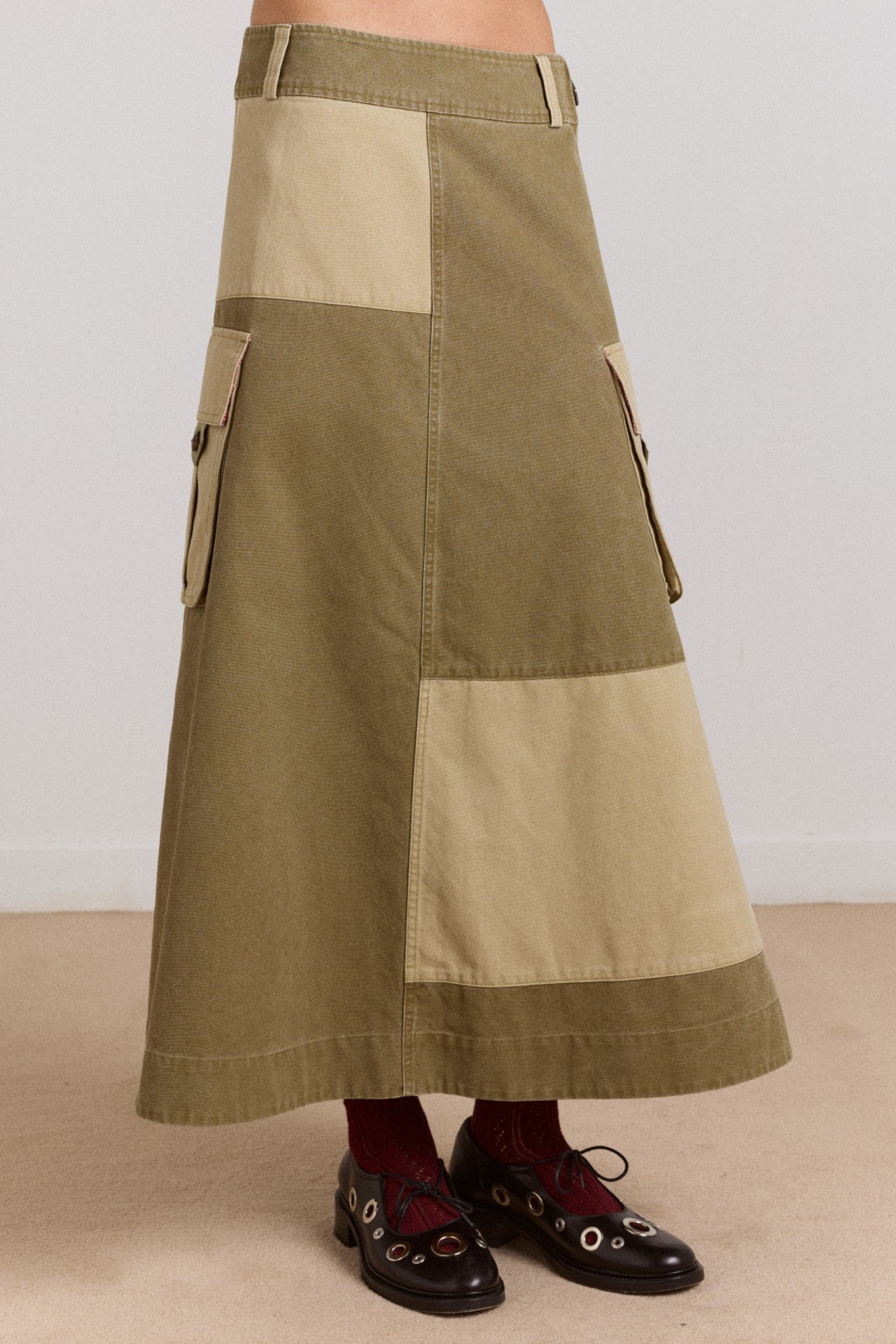 Damson Madder marcelle barn midi skirt - olive