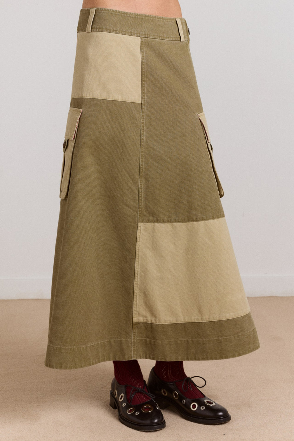 Damson Madder marcelle barn midi skirt - olive