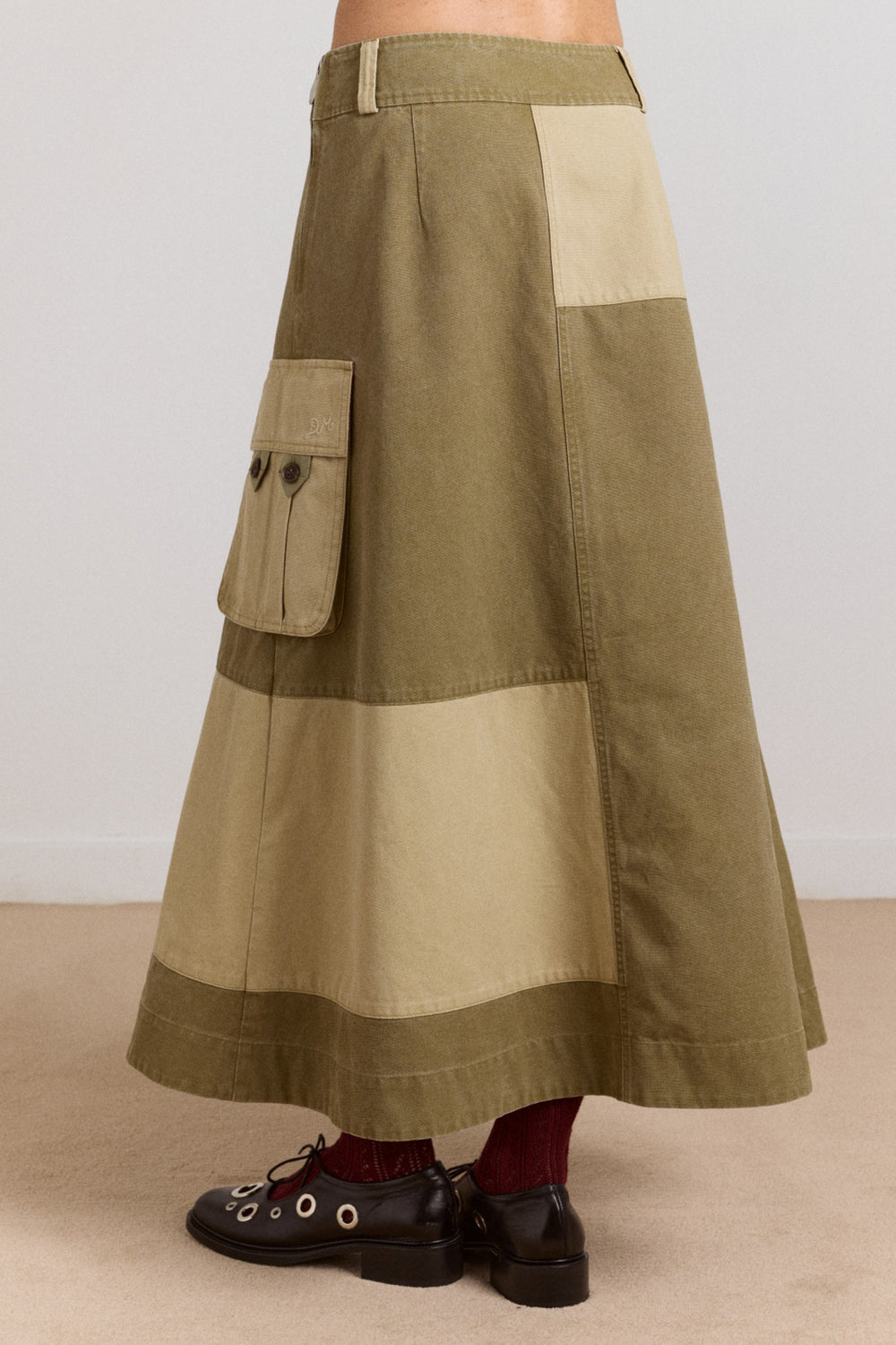 Damson Madder marcelle barn midi skirt - olive