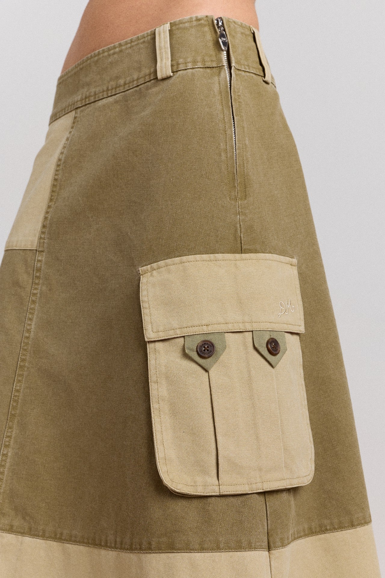 Damson Madder marcelle barn midi skirt - olive