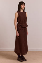 Damson Madder amber double layer midi skirt - choc