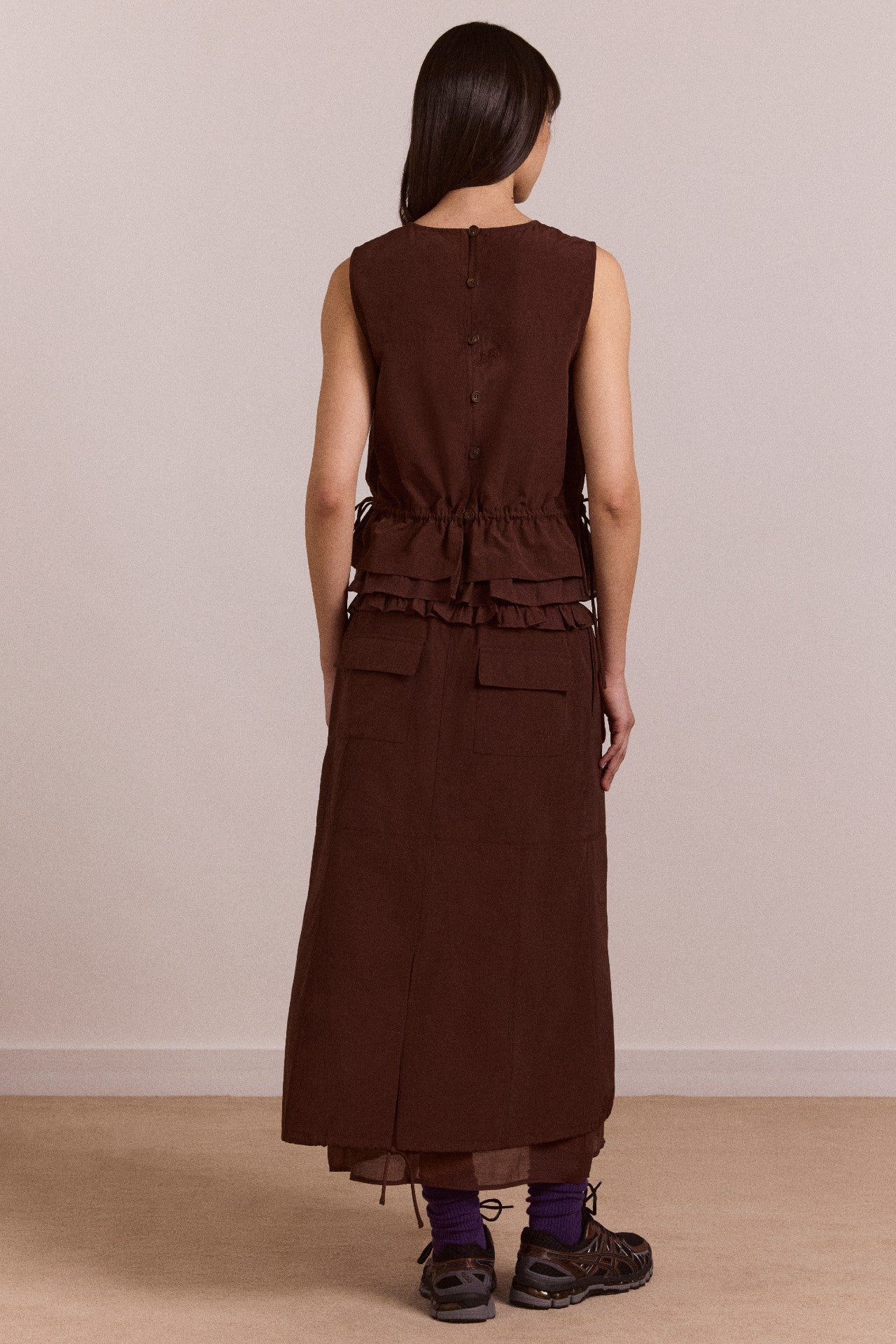 Damson Madder amber double layer midi skirt - choc