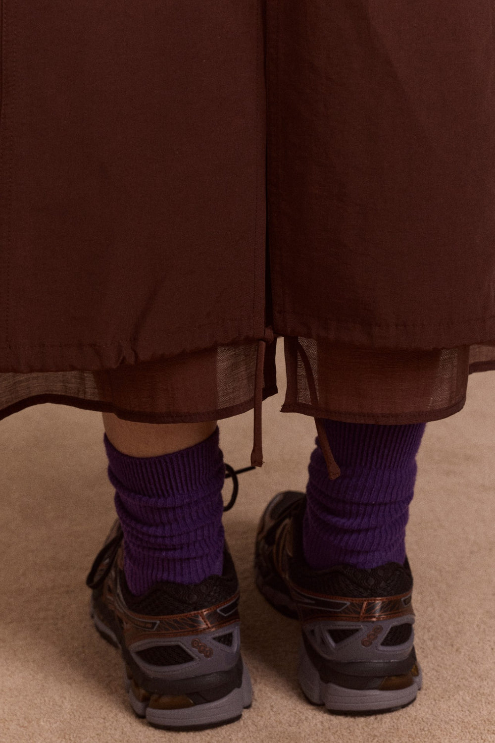 Damson Madder amber double layer midi skirt - choc