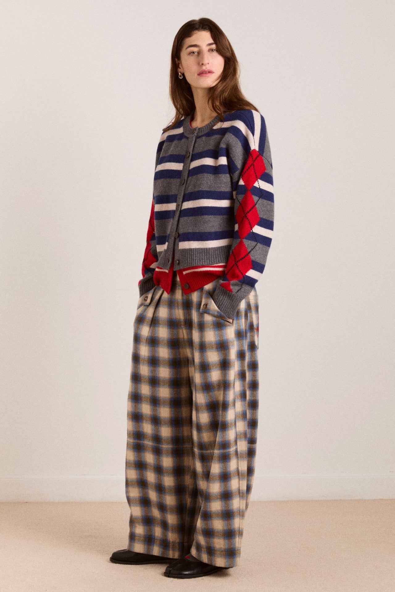 Damson Madder mara trouser - blur brushed check