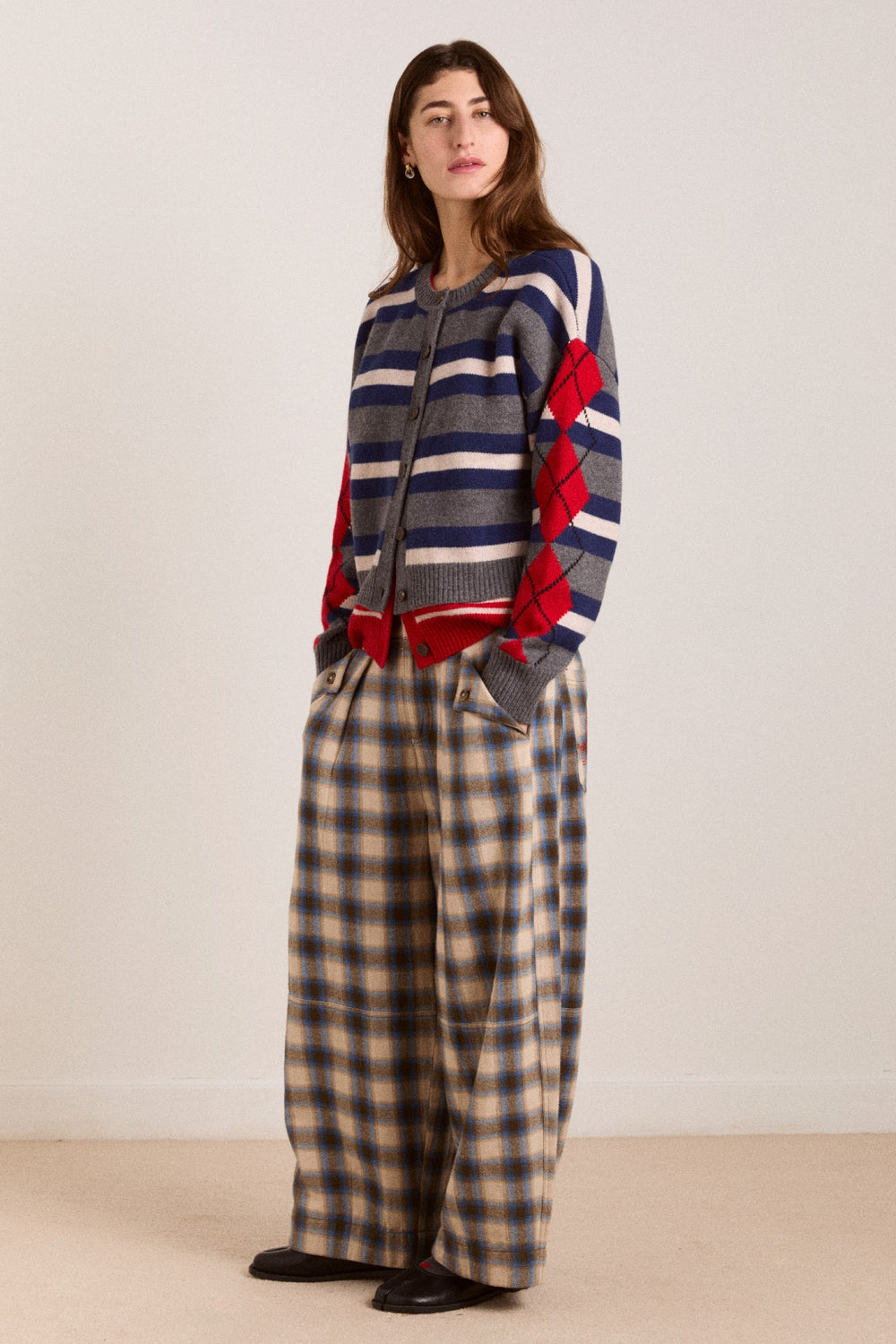 Damson Madder mara trouser - blur brushed check