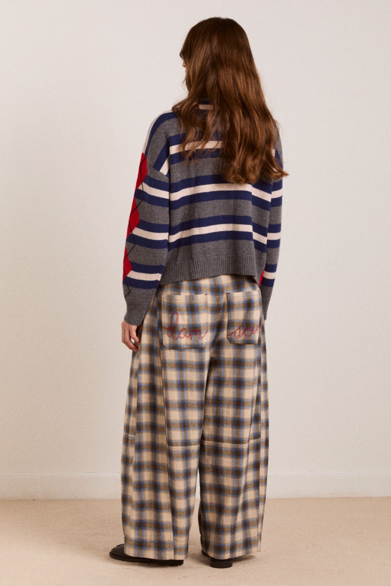 Damson Madder mara trouser - blur brushed check